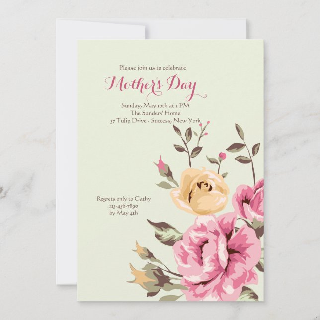 Rose Einladung (Vorderseite)