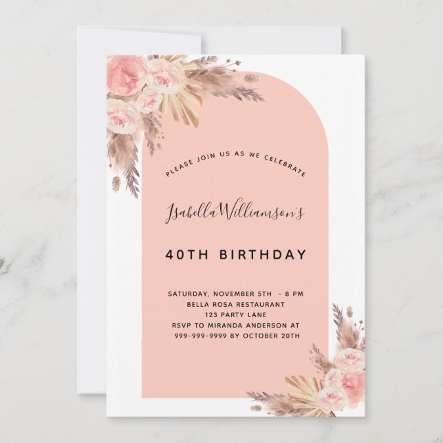 Rose Einladung (Vorderseite)