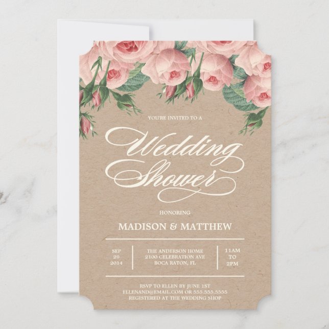 Rose| Einladung zur Brautdusche (Vorderseite)