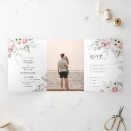 Rose | Einladung zur Hochzeit von drei Falten