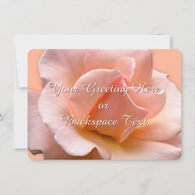 Rose Einladungen Personalisiert Peach Rose RSVP Ka (Vorderseite)