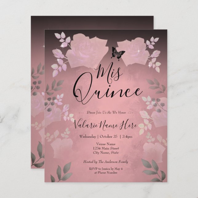 Rose Eis Rosa Blumenkohl Einladung zur Haushaltsei (Vorne/Hinten)