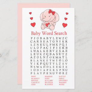Rose Elefant Baby Shooter Word Search Game