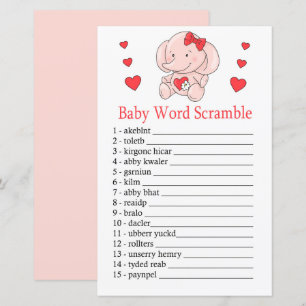 Rose-Elefanten-Baby-Wortverwirrspiel