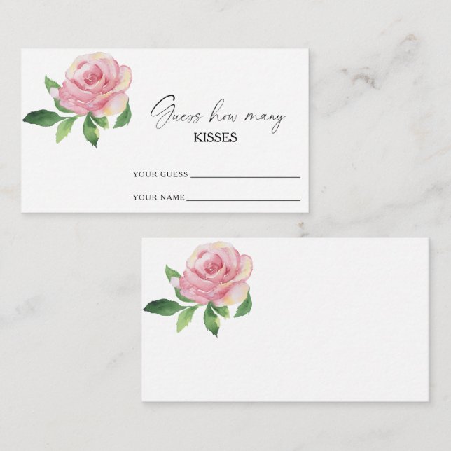 Rose - erraten Sie, wie viele Küsse Bridgame Begleitkarte (Vorne/Hinten)