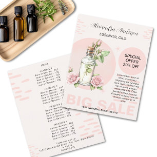 Rose Essenzielle Öle Aquarell Flasche Promo Flyer