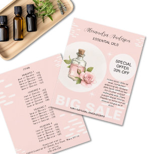 Rose Essenzielle Öle Aquarellblume Promo Flyer