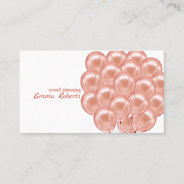 Rose Event Planning Balloons Moderne Visitenkarte (Vorderseite)