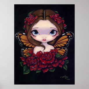 Rose Fairy ART PRINT Großaugenfantasie Poster