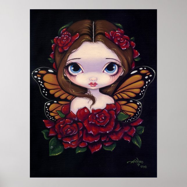 Rose Fairy ART PRINT Großaugenfantasie Poster (Vorne)