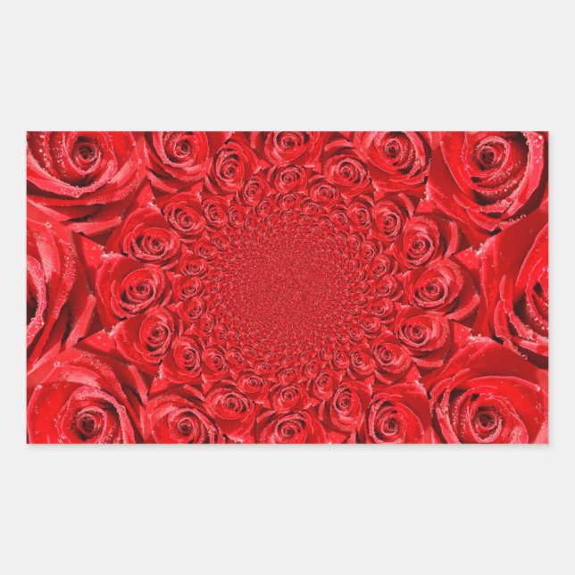 Rose-farbene Welt: Blumenfantasie Rechteckiger Aufkleber (Vorderseite)