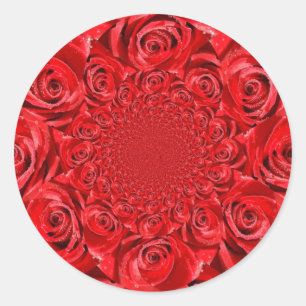 Rose-farbene Welt: Blumenfantasie Runder Aufkleber