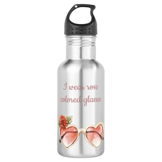 Rose Farbige Sonnenbrille Edelstahlflasche (Vorderseite)