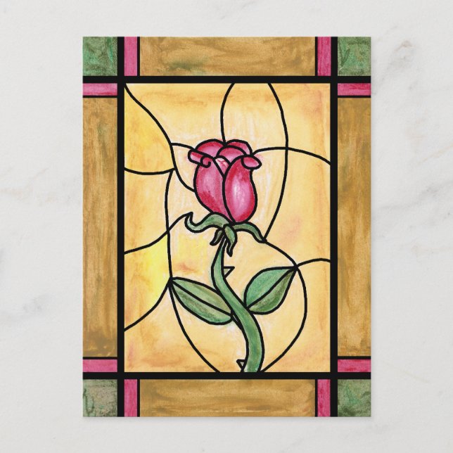 Rose-Fenster-Postkarte Postkarte (Vorderseite)