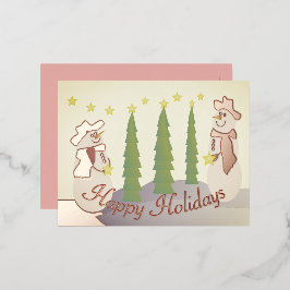 Rose Festivals Snowman Folien Feiertagspostkarte