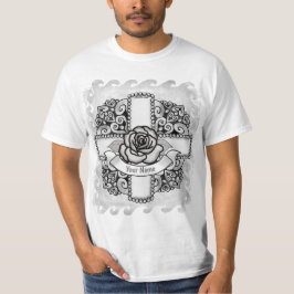 Rose Filigree Christlicher Cross T - Shirt
