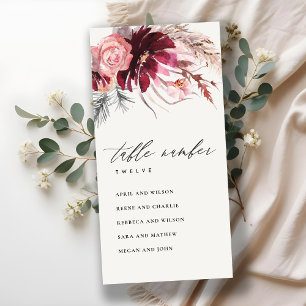 Rose Flora Pampas Grassitzplan Tischnummer