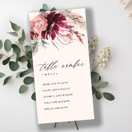 Rose Flora Pampas Grassitzplan Tischnummer