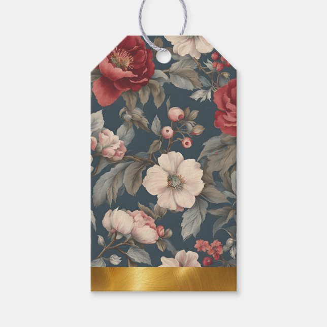 Rose Floral auf Spruce Geschenkanhänger (Vorderseite)