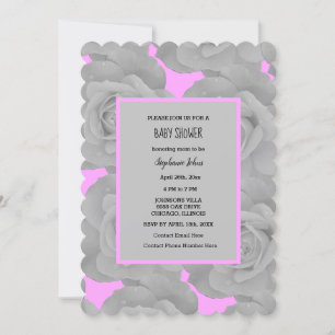 Rose Floral Baby Shower Baby Girl Pink Grau Custom Einladung