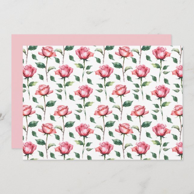 Rose Floral Botanical Note Card Mitteilungskarte (Vorne/Hinten)