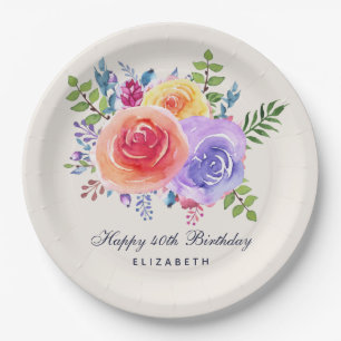 Rose Floral Bouquet Geburtstag Pappteller
