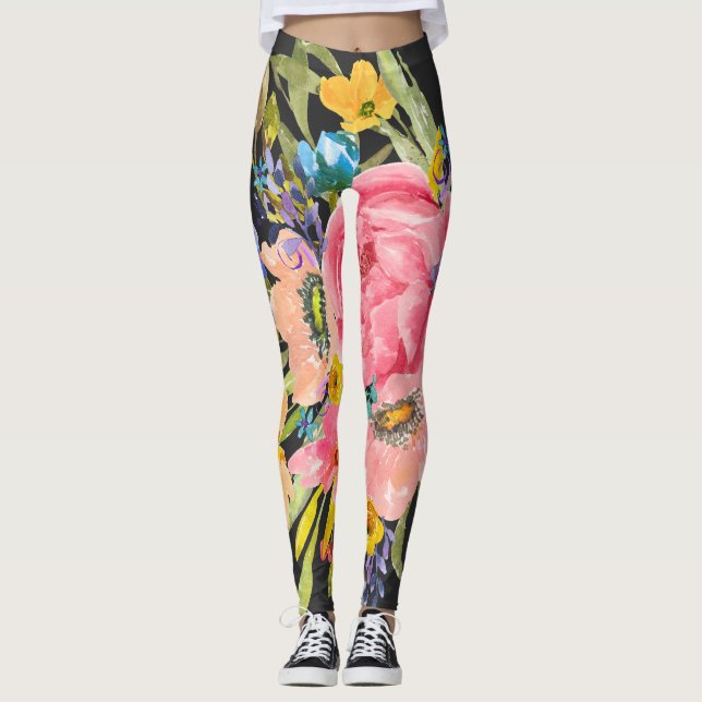 Rose Floral Bouquet Leggings (Vorderseite)