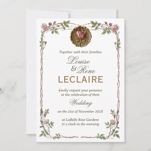 Rose Floral Elegant Wedding Save the Date Seal Einladung (Vorderseite)