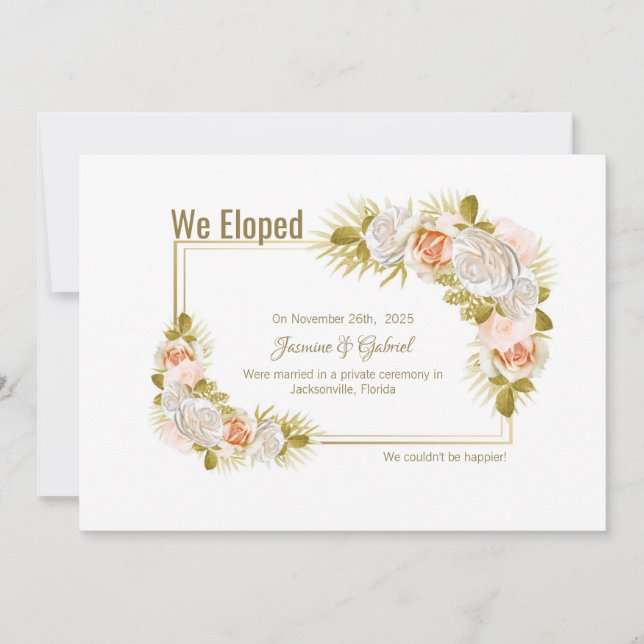 Rose Floral Elopement Ankündigung (Vorderseite)
