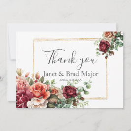 Rose Floral Eucalyptus Wedding Vielen Dank Dankeskarte