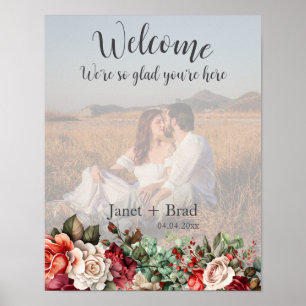 Rose Floral Eucalyptus Wedding Welcome Foto Poster