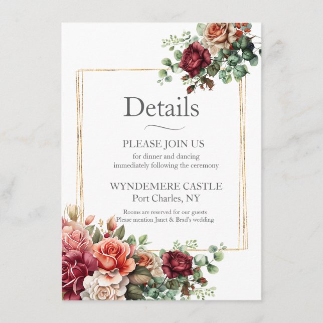 Rose Floral Eukalyptus Begleitkarte (Vorderseite)