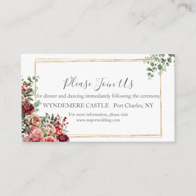Rose Floral Eukalyptus Wedding Begleitkarte (Vorderseite)