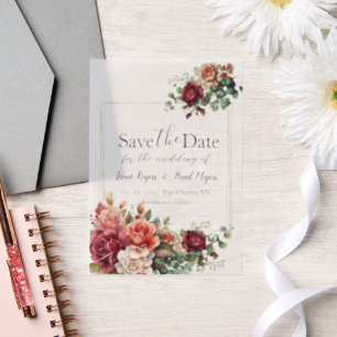 Rose floral Eukalyptus Wedding Save the Date