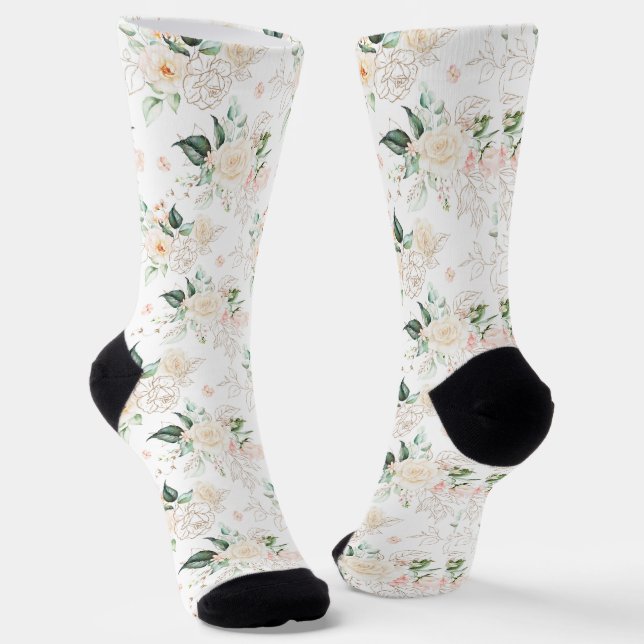 Rose Floral Garden Pattern Socken (Gewinkelt)