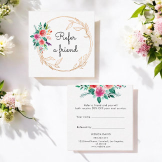 Rose Floral Gold Pink Aquarellfarben Blume Weiß Empfehlungskarte
