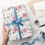 Rose Floral Hearts Brautparty Geschenkpapier<br><div class="desc">Rose Floral Hearts Brautparty</div>