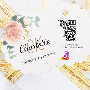 Rose floral monogramm Geschäft QR Geschenkanhänger