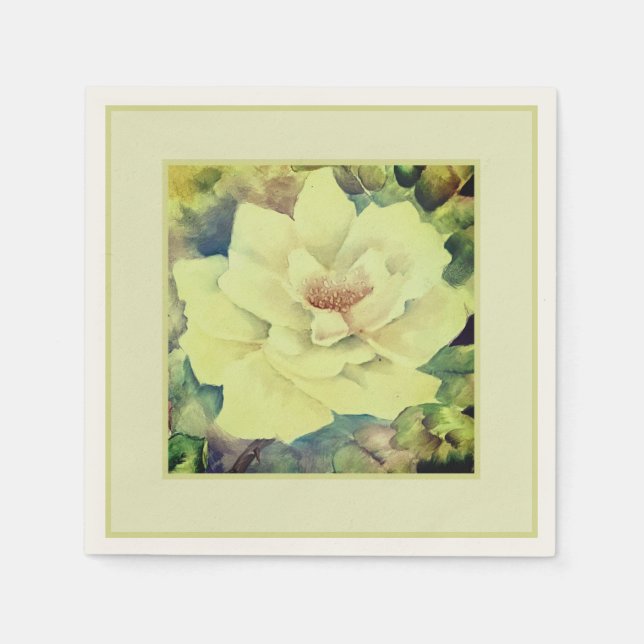 Rose Floral Napkins — Sage & Ivory Gard Serviette (Vorderseite)