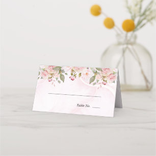 Rose Floral Rosa Marmor Platzkarte