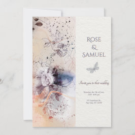Rose Floral Tinte Elegant Textured Wedding I Einladung