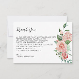 Rose Floral Wasserfarbe Hochzeit Danke Karte