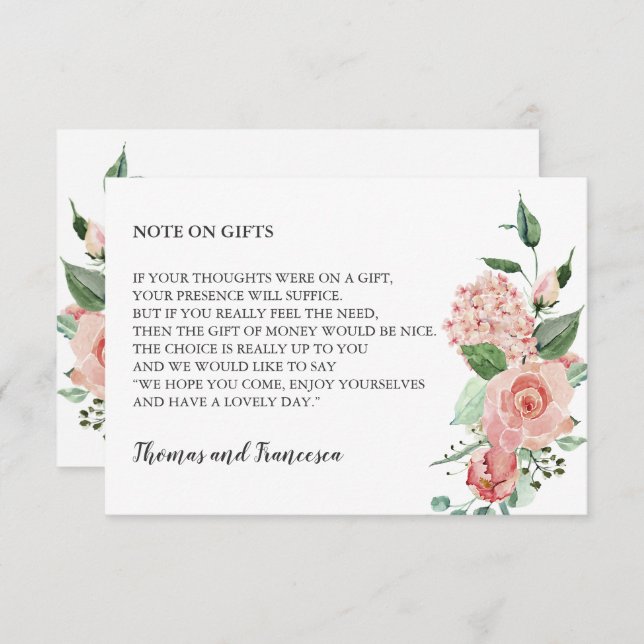 Rose Floral Wasserfarbe Wunschkarte Einladung (Vorne/Hinten)