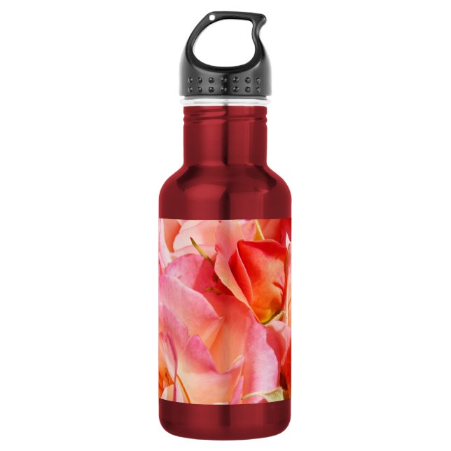 Rose Florale Rosa Rosen Blumen Edelstahlflasche (Vorderseite)