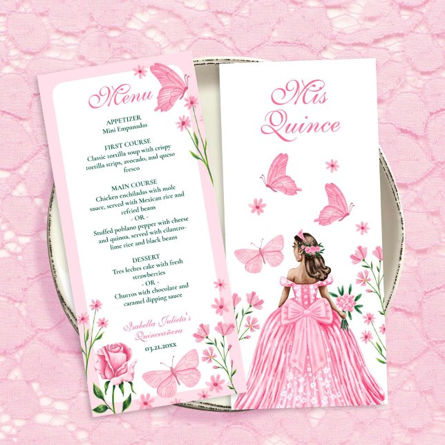 Rose, Florals und Schmetterlinge Quinceañera (Pink Roses, Florals and Butterflies Quinceañera)
