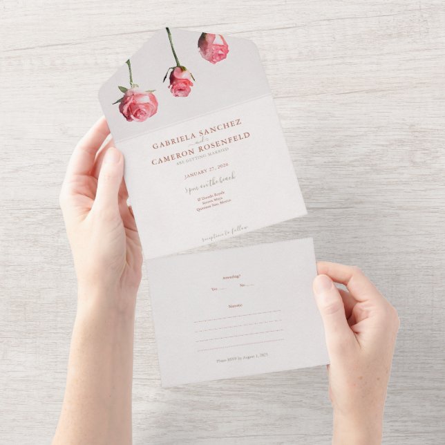 Rose Florenz All In One Einladung (Abreißen)