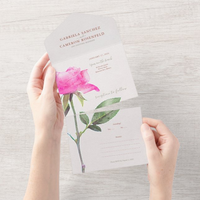 Rose Florenz All In One Einladung (Abreißen)