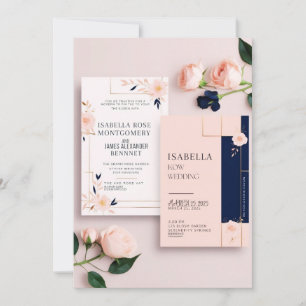 Rose florierbare Hochzeitskarte Einladung