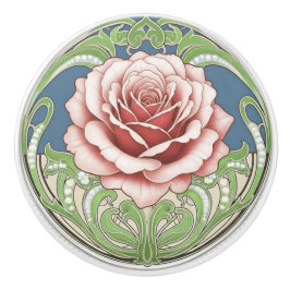 Rose Flower Green Blue Red Art Deco Nouveau Keramikknauf