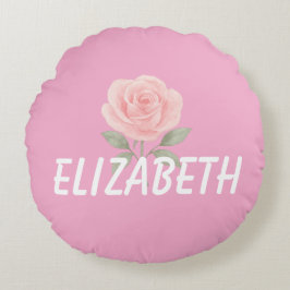 Rose Flower Pink Name  Rundes Kissen